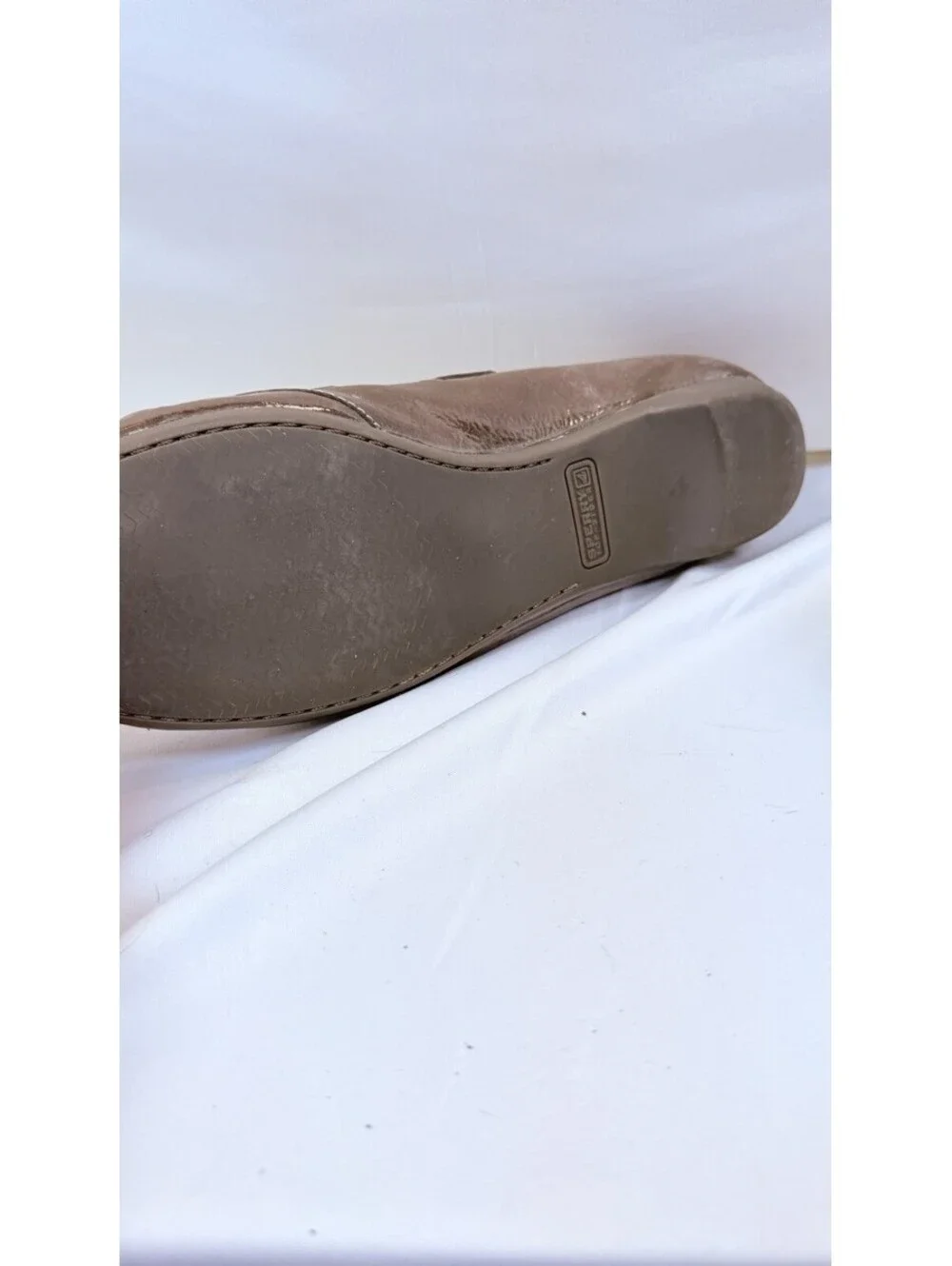 SPERRY Top Sider Brown Crinkle Patent Leather SANDPIPER Skimmer Flats Size 7.5 M